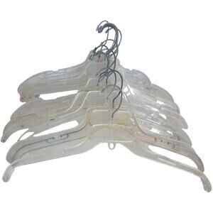 Vintage Clear Acrylic Lucite Plastic Hangers Dress Jacket Set of 14